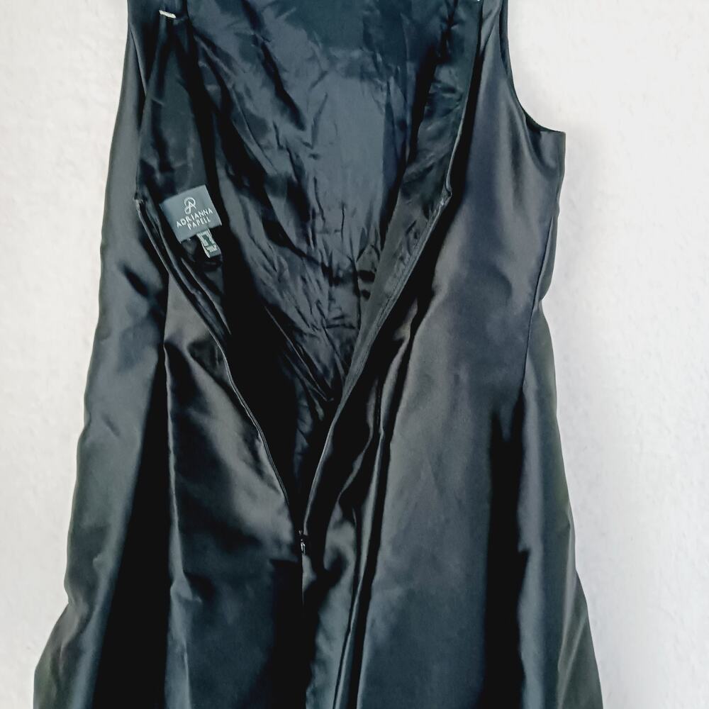Dress Black Formal Evening Midi Adrianna Papell Lined Zipper Hook Eye Size 12 - Picture 3 of 8